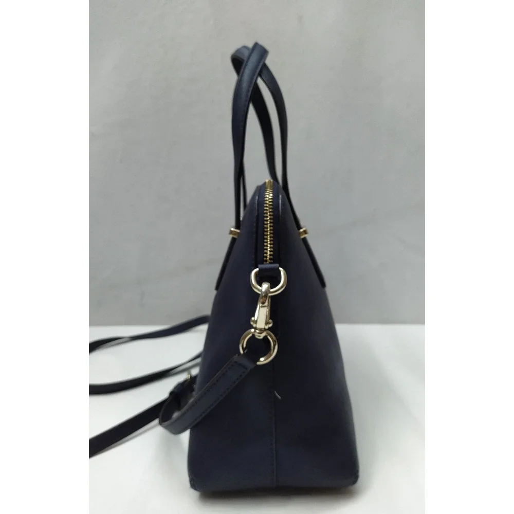 Kate Spade New York Midnight Blue Leather Double Handles Zipper Satchel Bag